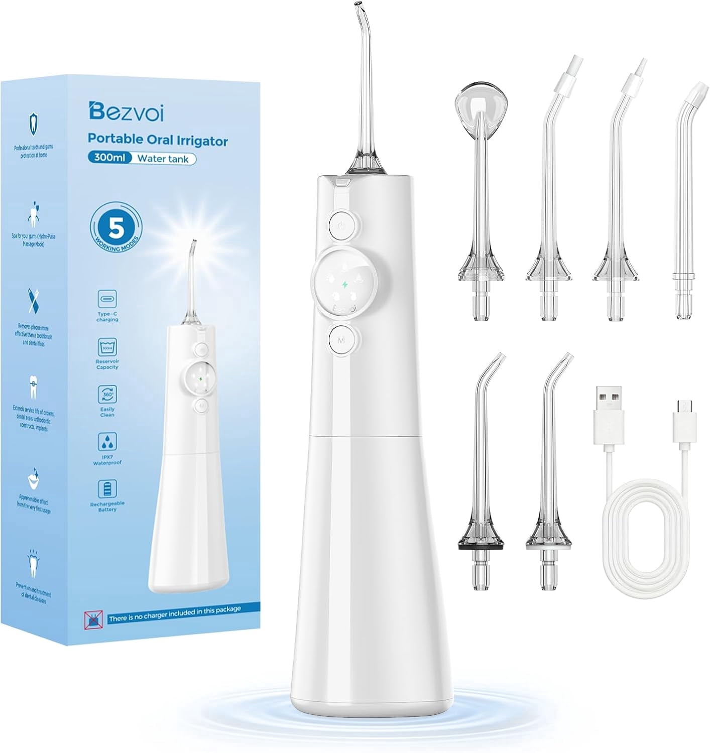 Bezvoi Cordless Water Flosser With LED Display