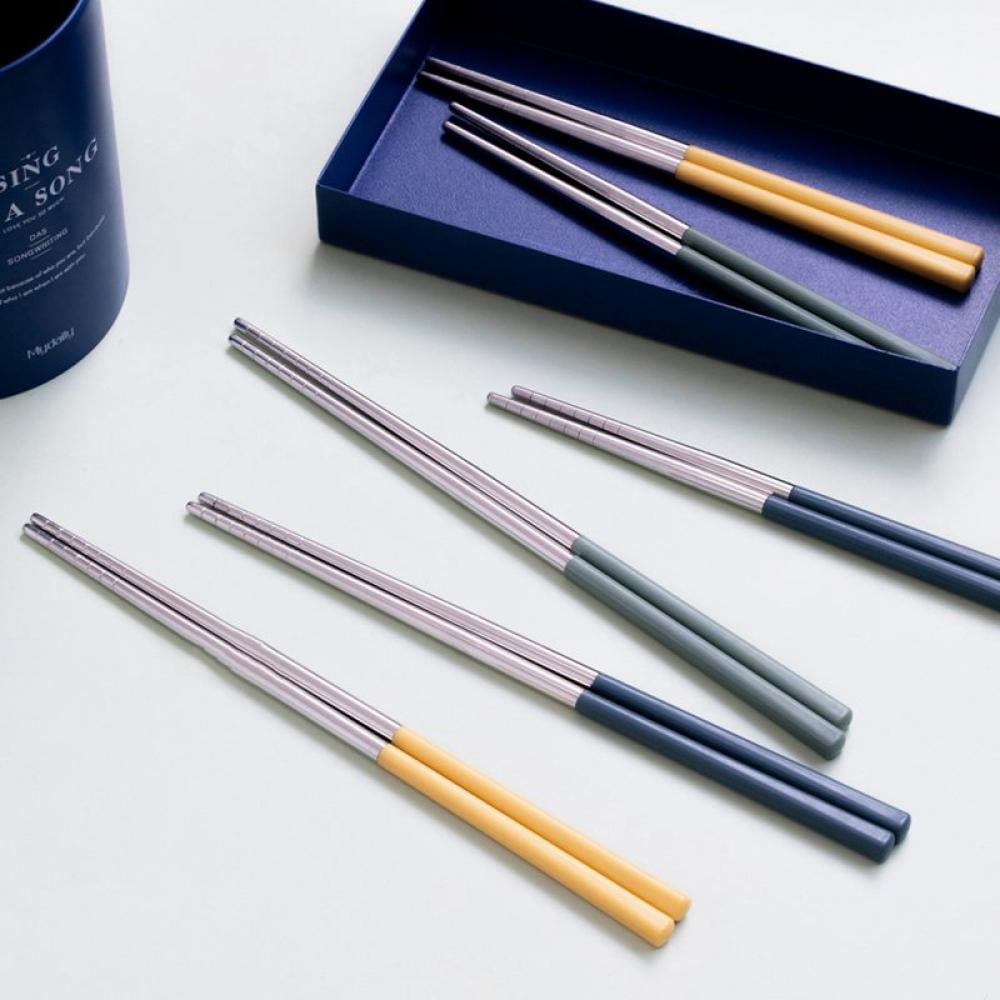 1Pair Luxury Reusable Chopsticks Stainless Steel Chop Sticks Chinese Portable 