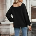 thumbnail image 4 of BLVB Women's Spring Fall Tunic Tops Square Collar Long Sleeve Shirts Solid Casual Loose Ladies Dressy Blouse, 4 of 5