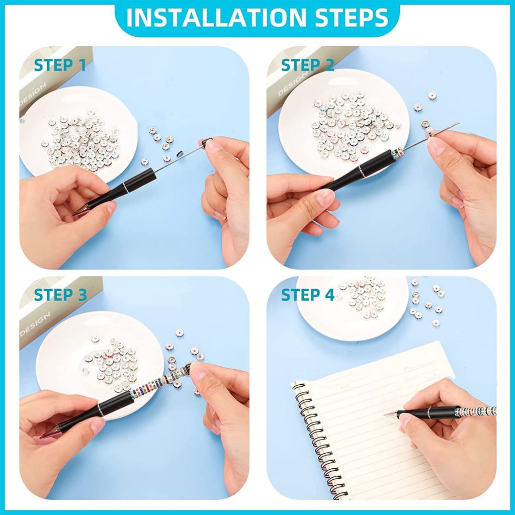 300Pcs DIY Sublimation Pen Blank Beadable Ballpoint Pen with Beads, Refills