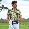 thumbnail image 6 of Balery Hawaii Palms Printed Men’s Short Sleeve Polo Shirt, Midweight Men's Shirt,Golf Polo shirts -Medium, 6 of 9