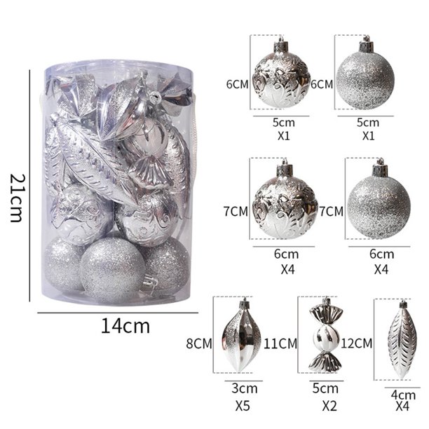 21Pcs Mixed Christmas Balls Baubles Xmas Tree Ornament Christmas Home Decoration