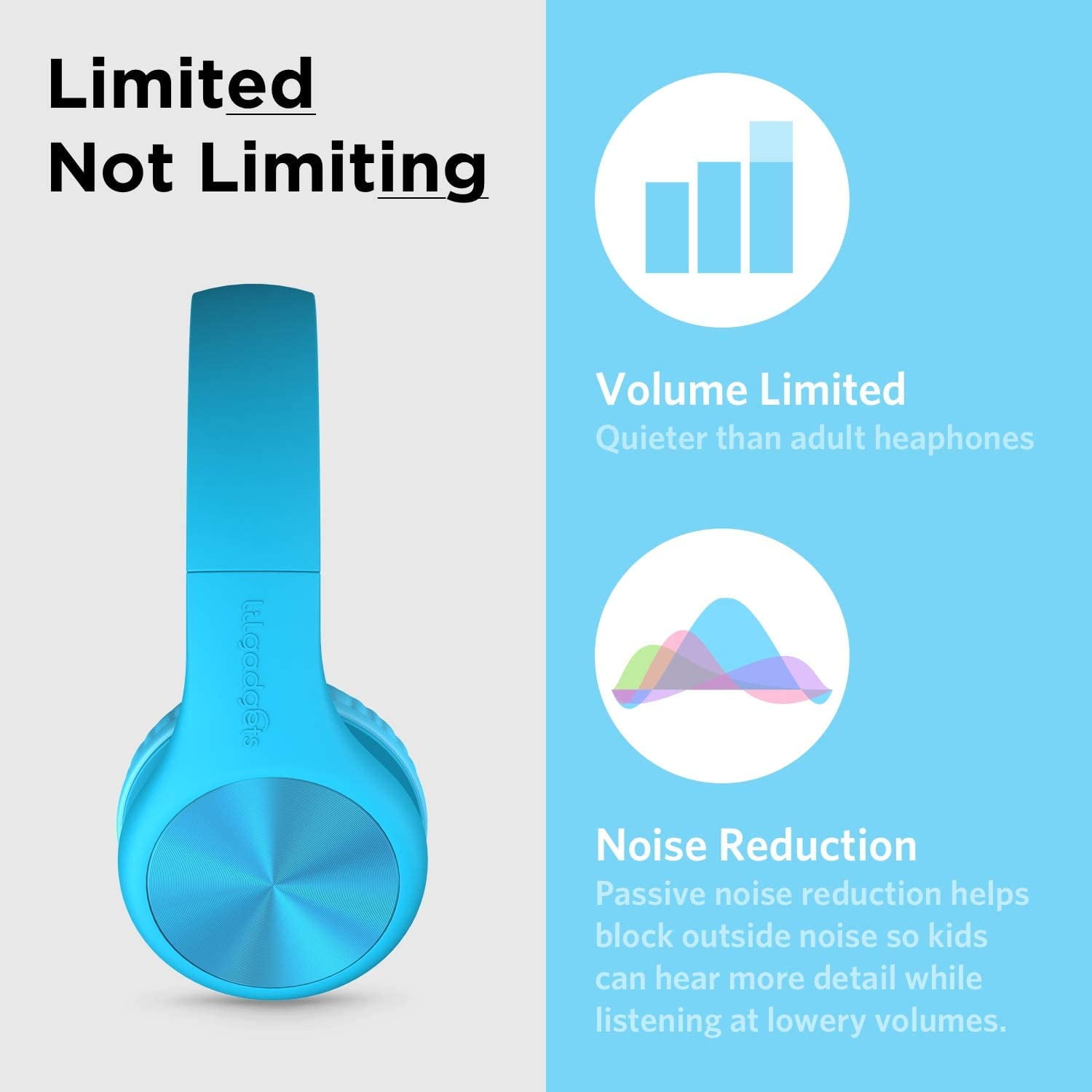 LilGadgets Connect+ Pro Wired Kids Headphones - Designed with Kids' Comfort in Mind, Child-Friendly Foldable Over-Ear Headset with In-line Microphone, Perfect for Toddlers in School, Blue