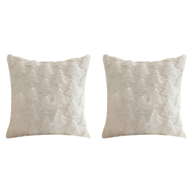 Fundas Almohada Navideñas Funda Decorativa Felpa Suave (árbol Navidad) Color Blanco