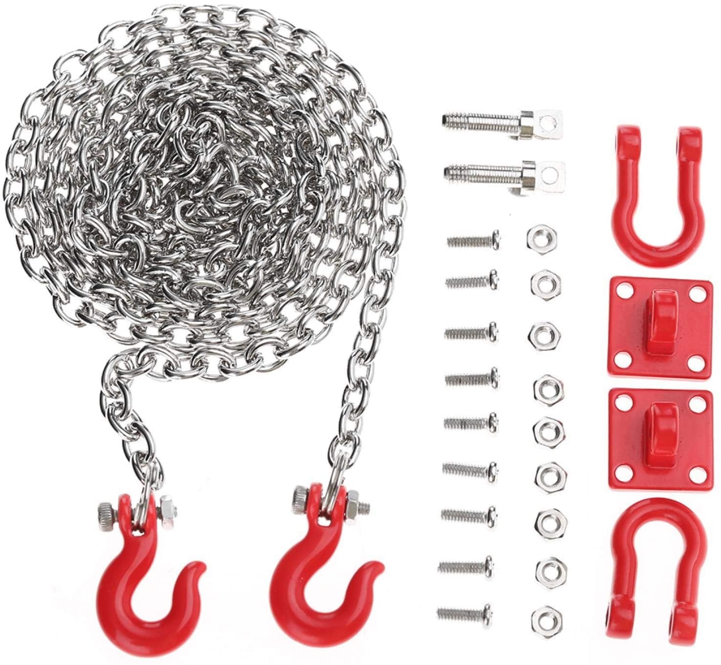 Promo 2pcs Metal Trailer Chain With Tow Hook Rescue Chain For Tamiya 1 10 Rc Crawler