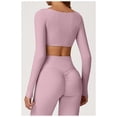 thumbnail image 2 of Tops cortos de yoga for mujer, camiseta de manga larga con cuello cuadrado, camisetas básicas elásticas ajustadas, camisetas deportivas for ejercicio al aire libre y gimnasio, 2 of 6