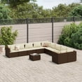 thumbnail image 1 of vidaXL 11 Piece Garden Sofa Set with Cushions Brown Poly Rattan, 1 of 5