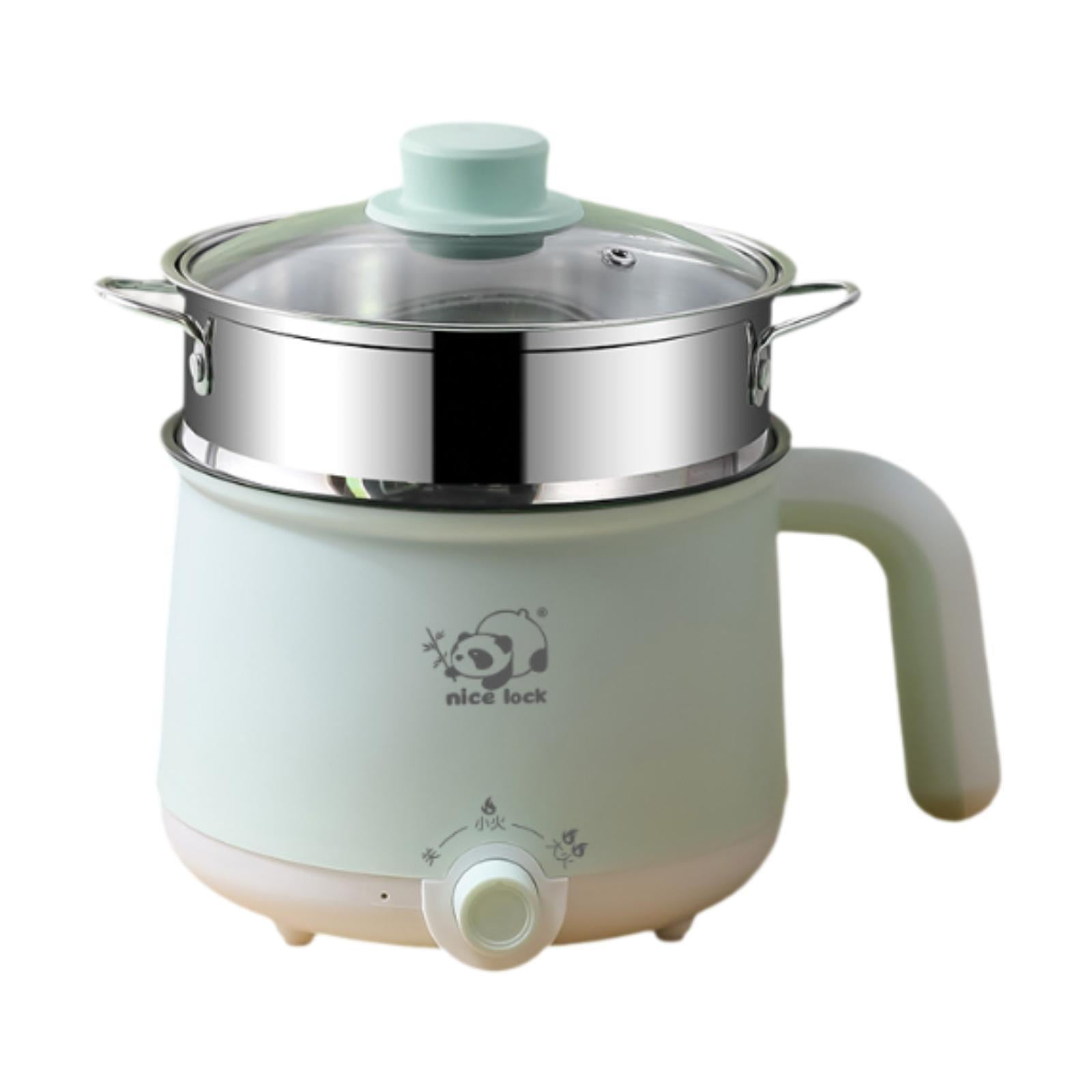 Fiocias Mini Hot Pot Electric Rice Cooker Multipurpose Nonstick Raman Cooker Portable steel steamer