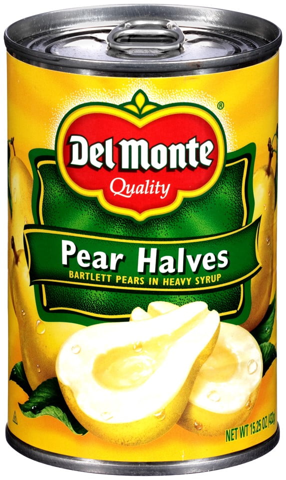 Del Monte Canned Pear Halves, Heavy Syrup, Canned Fruit, 15.25 oz Can