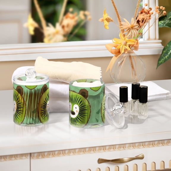 Ckdifva Bear Kiwi Slices Storage Jar with Lid Acrylic Organization Storage Containers Set of 2