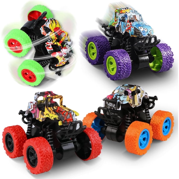 Yanlin Juguetes Monster Truck, Mountain Buggy Toys - Paquete de 4, Regalos de Navidad Suministros para Fiestas de Cumpleaños para Niños Niñas, Vehículos de Juguete para Niños de 4 Años en Adelante
