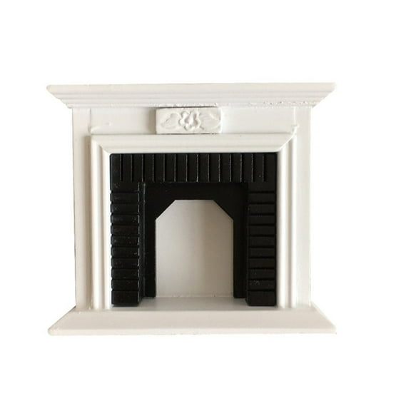 JeashCHAT 1:12 Dollhouse Miniature Furniture Simulation White Fireplace Mini Decoration