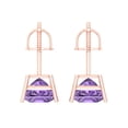 thumbnail image 4 of 3 ct Screw-Back Stud Earrings for Women | 6.5mm Princess Cut Simulated Alexandrite | 18K Rose Gold, 4 of 5