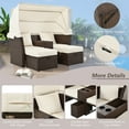 thumbnail image 5 of Harper & Bright Designs Outdoor Convertible Patio Daybed Sofa with Foldable Awning, All Weather PE Rattan Double Lounge Chair Loveseat Sofa with Cup Holders and Storage Boxes for Poolside, Beige, 5 of 17