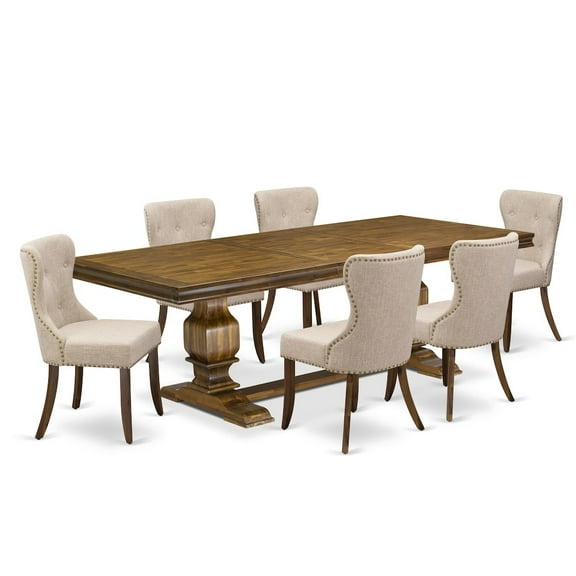 Luxe by East West Furniture 7 piece Modern Dining Set of a Wooden Table and 6 Modern Dining Chairs