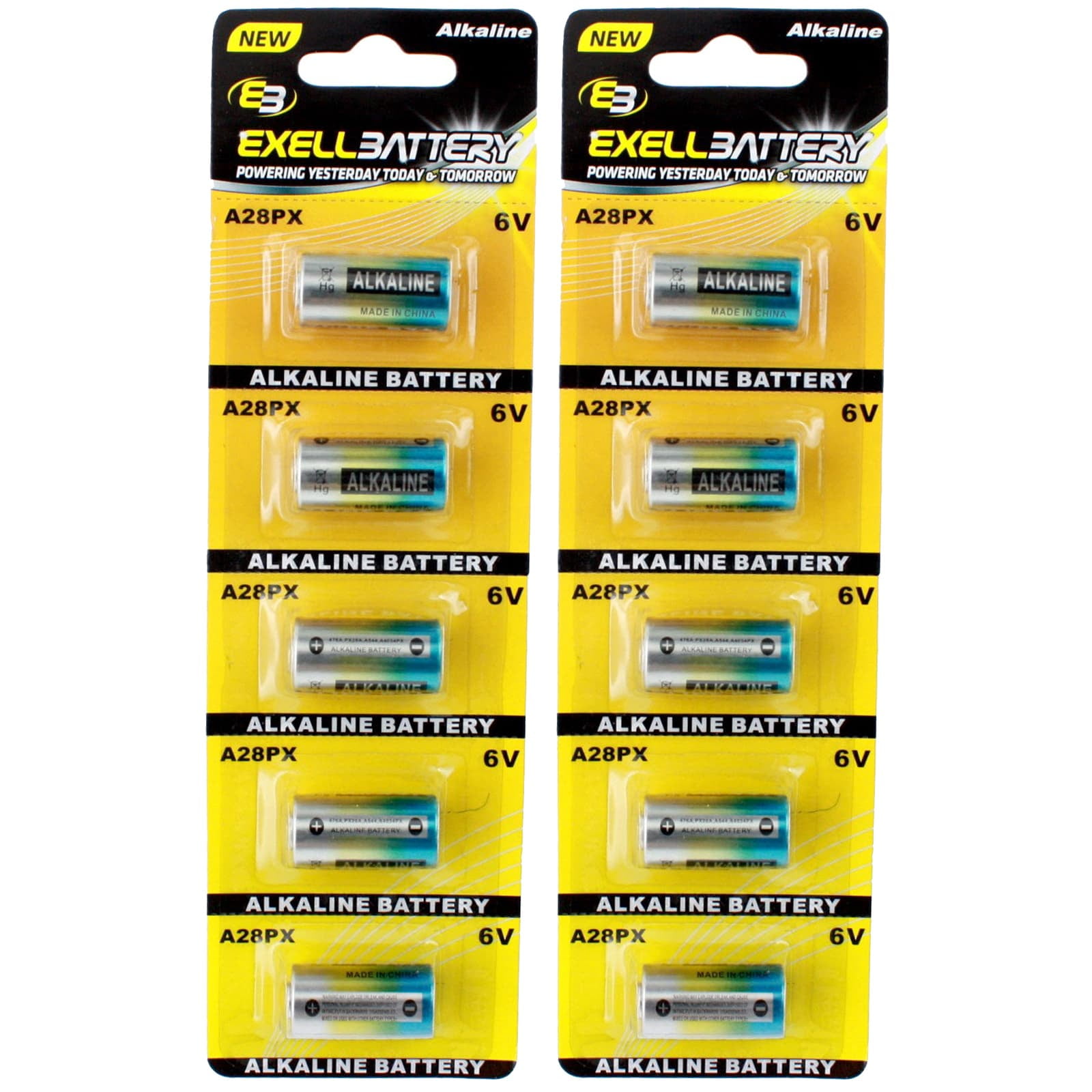 10pc Exell 6V Alkaline Battery, A28PX, 165 Milliamp Hours, 1414A 4034PX L1325