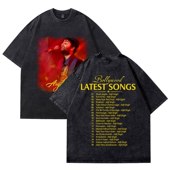 Arijit Singh Album Merch Vintage Wash Tee Cosplay Women Men Fashion Short Sleeve Cotton T-Shirts