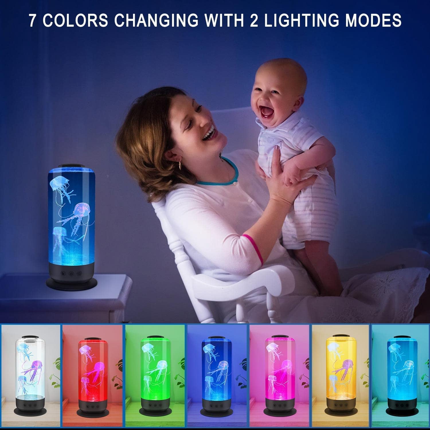 Jinsinto Lava Lamp, LED Jellyfish Aquarium Lamp, 7 Kinds of Color