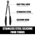 thumbnail image 2 of Kitchen Tongs with Silicone Tips, Kitchen Tongs, Cooking Tongs, Premium Stainless Steel Locking Cooking Tongs, Non-Slip Food Tongs for Cooking, Heavy Duty, Non-Stick, 480℉, Set of 3-7"/9"/12" Black, 2 of 4