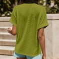 thumbnail image 4 of MIXUE Womens Summer Tops Summer Solid Color V Neck Button Down Short Sleeve Stylish Jacquard Loose Fit Casual Fashion Pullover T Shirts Daily-Wear,Green,XXL, 4 of 6