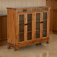 thumbnail image 6 of Marv Bookcase Cabinet- 4 Waterfall Glass Doors Slate Inlay Light Brown, 6 of 6
