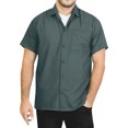 thumbnail image 5 of HAPPY BAY Men's Beach Summer Button Down Short Sleeve Untucked Casual Shirt With Pocket Solid Oxford Shirts for Men 5XL Dolphin Gray_AE37, 5 of 5