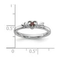 thumbnail image 2 of 2.5mm 925 Sterling Silver Stackable Rhodium Plated Garnet Love Heart With Arrow Ring Size 9 Stackable Ring for Women, 2 of 2