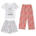 thumbnail image 1 of Hiiyo Pyjama pour Grandes Filles T-Shirt à Manches Courtes Shorts Pantalons Ensemble de Sommeil 3 Pcs, 1 of 3
