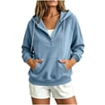 thumbnail image 4 of cocolona Womens Fall Button-up Pullover Hoodies Loose Casual Long Sleeve Drawstring Solid Color Sweatshirts, 4 of 7