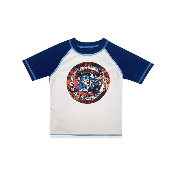 Marvel Comics Boys' Captain America Rash Guard (Little Boys)