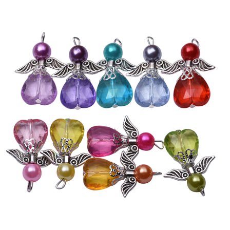 LEORX 5pcs Dangle Heart Charms Guardian Angel Pendants Acrylic Random Color Gift Item for Friends