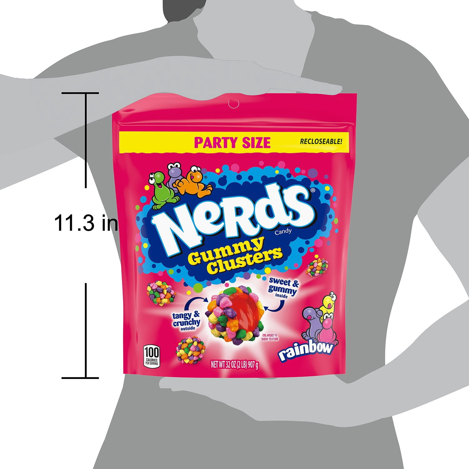 Nerds Gummy Clusters Candy, Party Size 32 oz. – Fruity, Tangy, Crunchy Sweet Treat