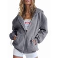 thumbnail image 1 of Sudaderas con Capucha y Cremallera para Mujer, Sudaderas Extragrandes, Conjuntos de Moda Escolar para Otoño, Chaquetas Informales, Ropa de Invierno Gris Oscuro XXXL, 1 of 9
