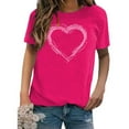 thumbnail image 4 of Jacenvly Mens Valentine'S Day Tops Short Sleeve T Shirts Heart Pattern Crewneck Loose Fashion Women'S Valentine'S Day Love Printed Short Sleeved T-Shirt Top Hot Pink, 4 of 4