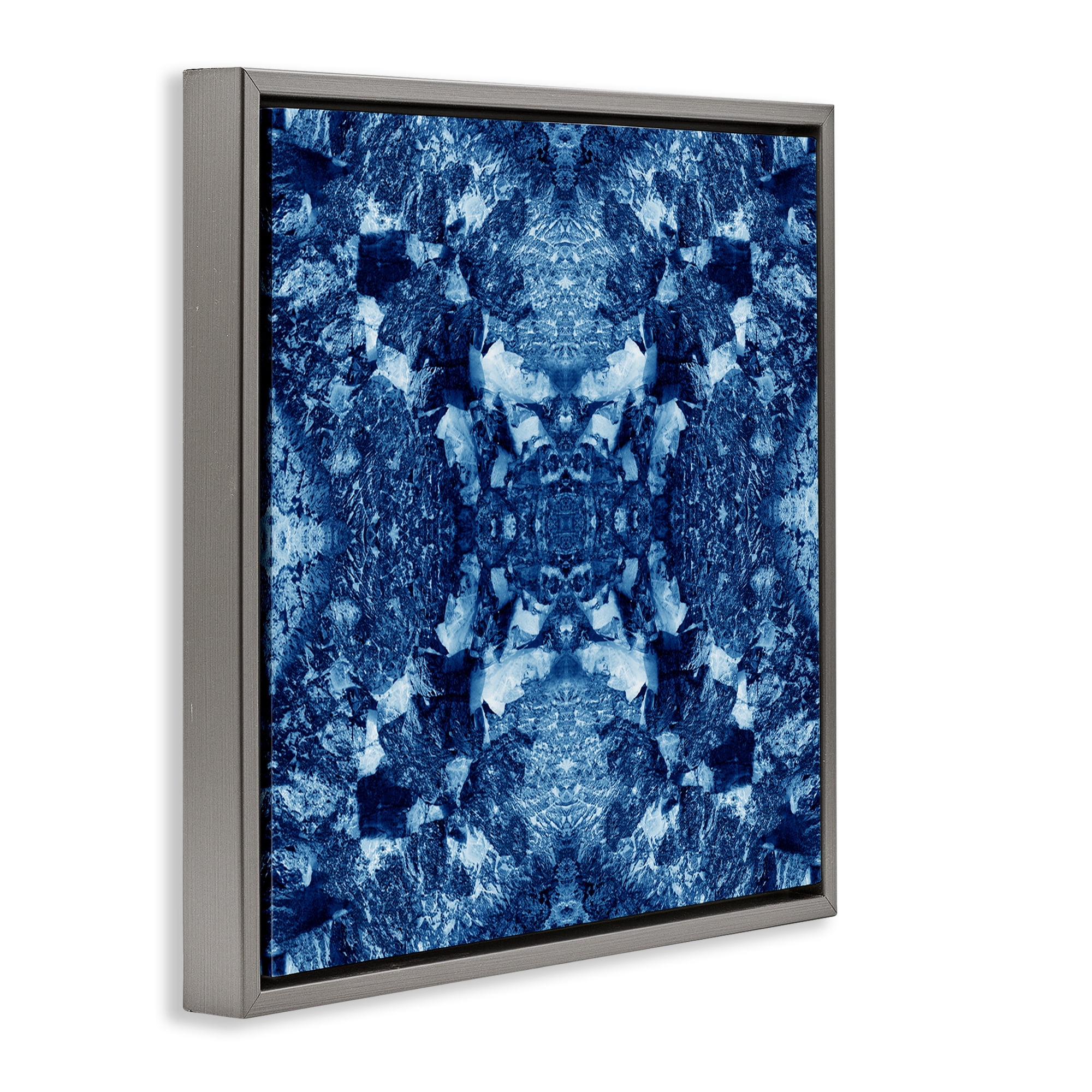 Stupell Industries Mosaic Tie Dye Pattern Abstract Painting Gray Floater Framed Canvas Art Print Wall Art, 18 x 18