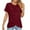 Red, variant on aoksee Womens Tops, Women's Round Neck High Low Wrap Front Split Hem Short Sleeve T-Shirt Blouse Top