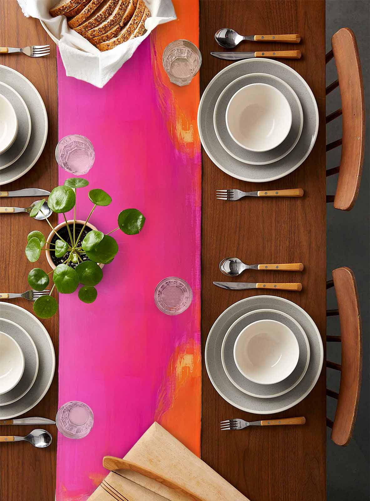 Table Runner Abstract Ombre Orange Pink Table Decoration for Kitchen Dinning Oil Painting Table Decoration for Indoor Outdoor Party Wedding Decor 13x90inch