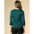 thumbnail image 5 of DARING DIVA Women's Satin Blouse Long Sleeve V Neck Top Shirts 2XL Blue Green, 5 of 6