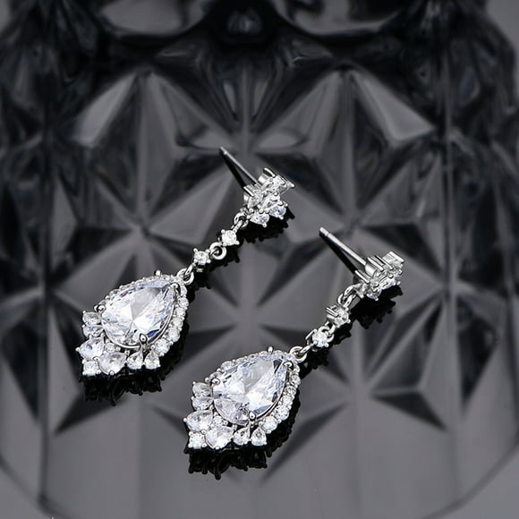 925 Sterling Silver 8*12MM Pear Cut Sapphire High Carbon Diamond Gemstone 18K Gold Plated Dangle Earrings Fine Jewelry