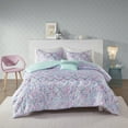 thumbnail image 5 of Home Essence Teen Daphne Metallic Printed Reversible Duvet Cover Set, Full/Queen, Aqua/Purple, 5 of 13