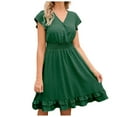 thumbnail image 4 of New Fashion Basic Soft Women Short Sleeve Floral A Line Stretch Midi Dress With Elasticity Sexy Trendy Casual Skirt, 4 of 6