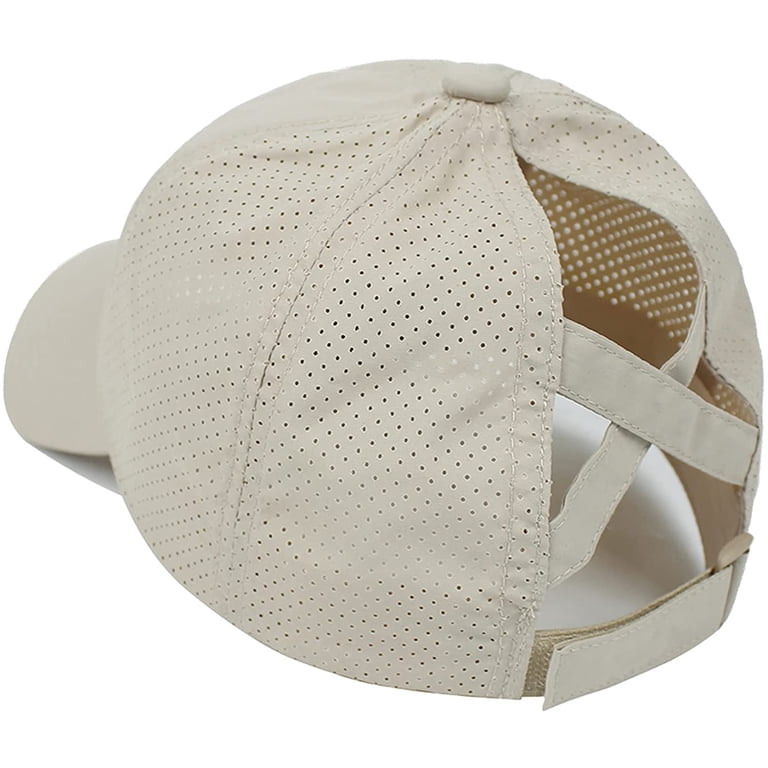 Women\'s Khaki Crises Cross Ponytail Adjustable High Messy Bun Baseball Caps Womens Criss Cross Ponytail Baseball Cap Adjustable High  main image 3