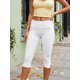 thumbnail image 3 of Pantalones capri de mujer con bajo dividido, cintura plegable, color liso, corte ajustado, estilo cropped., 3 of 8