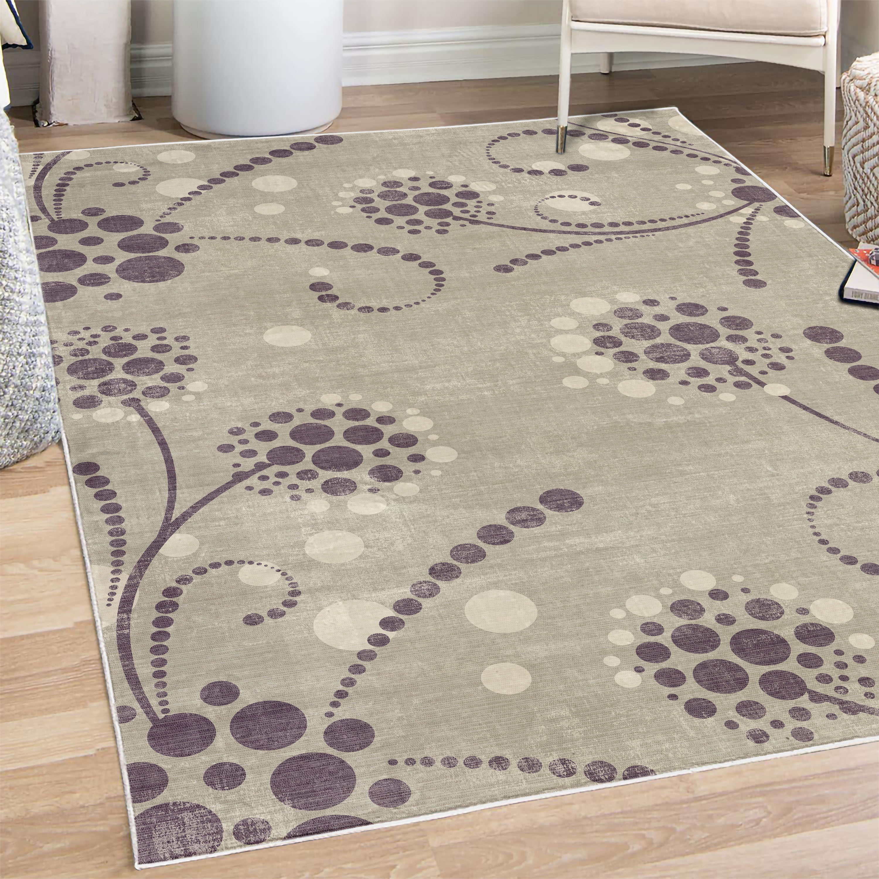 Abstract Decorative Rug, Spiral Form Circular Flowers Modern Style ...