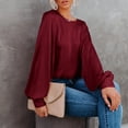 thumbnail image 4 of ZANZEA Chemises Décontractées en Soie à Manches Bouffantes pour Femmes, Col Rond, Blouse de Boîte de Nuit, 4 of 8