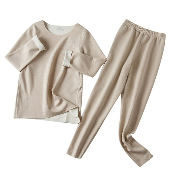 2025 Baby Boys Girls Pajama Set Kids Toddler Basic Sleepwear Toddler Kids Long Johns Khaki