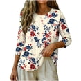 thumbnail image 4 of Zivyakyron Summer Womens T Shirts Patriotic 4th of July Everyday Top for Lady Loose Casual 3/4 Sleeve Clothes, 4 of 7