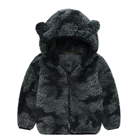 

RPVATI Toddler Baby Child Children Kids Thicken Printed Long Sleeve Coat Hooded Zip Up Jacket Fleece Winter Warm Clothes 1Y-5Y