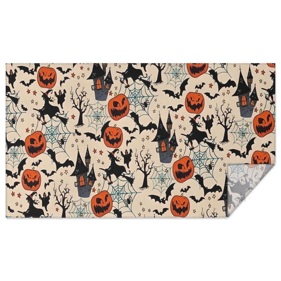 Classic Halloween Pattern Rectangle Tablecloth 60"x102",Waterproof Polyester Rectangle Table Cloth, Wipeable Spillproof Polyester Tablecloth for Dining, Camping, Indoor and Outdoor