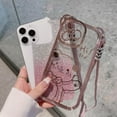 thumbnail image 2 of Slant Cute Bear Glitter Electroplating Full Cover Case, Free Your Hands with Nylon Lanyard, Drop Proof for iPhone 15 14 13 12 11 Pro Max XS XR X Phone Case (Gold,iPhone 13 Pro), 2 of 8